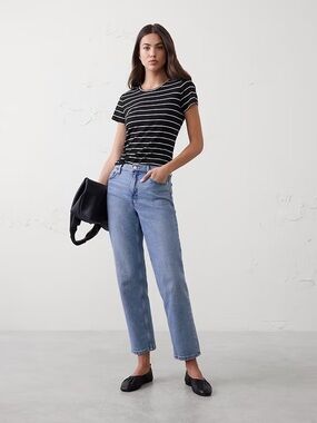 Banana Republic Factory Timeless Tee -  Black & White Short-Sleeve Women's Top